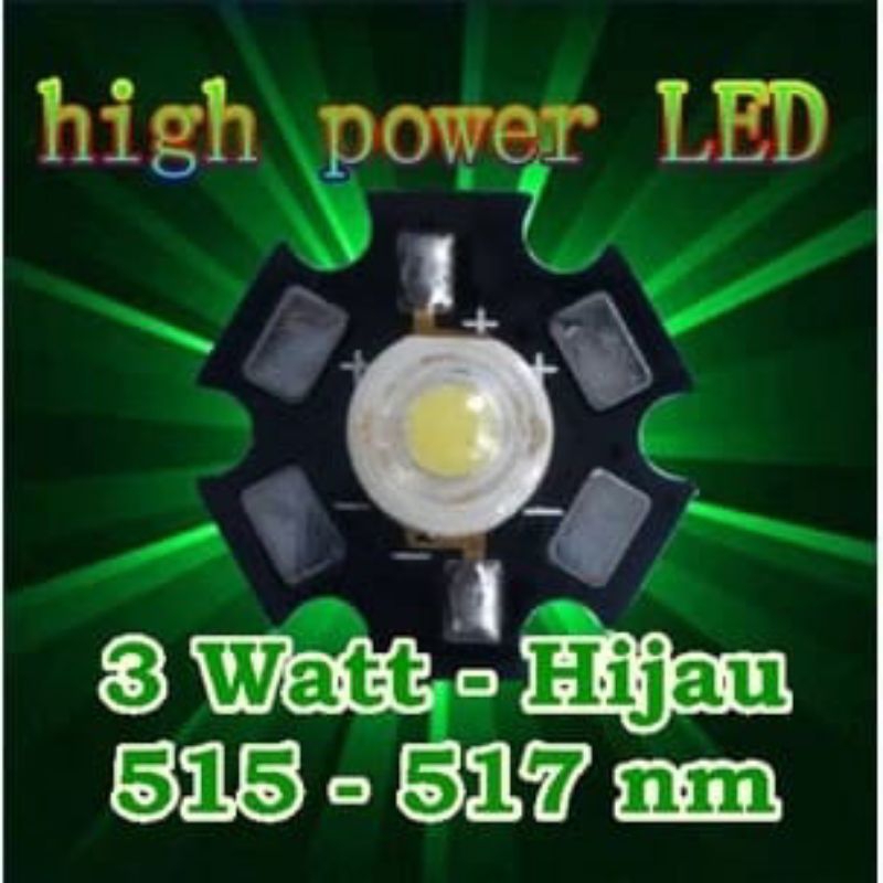 Lampu LED Topas 3 Watt Warna Hijau Tidak Kedip mata led lampu nelayan