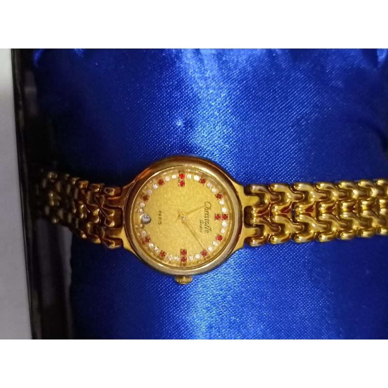 Jam tangan wanita preloved lapis Emas Gold merek christofle Paris.Kotordikit tinggalldibersihin