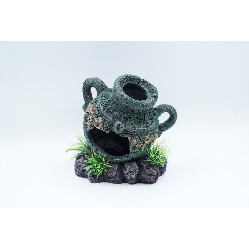 Hiasan Dekorasi Akuarium Vintage Vas Jar Rumah Aquarium Ikan Batu Goa Chiclid Beta Pleco Cupang Shel