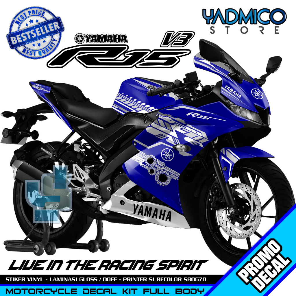 Decal R15 V3 Full Body - Stiker Motor R15 V3 Full Body - Dekal Yamaha R15 V3 Full Body - Striping R1
