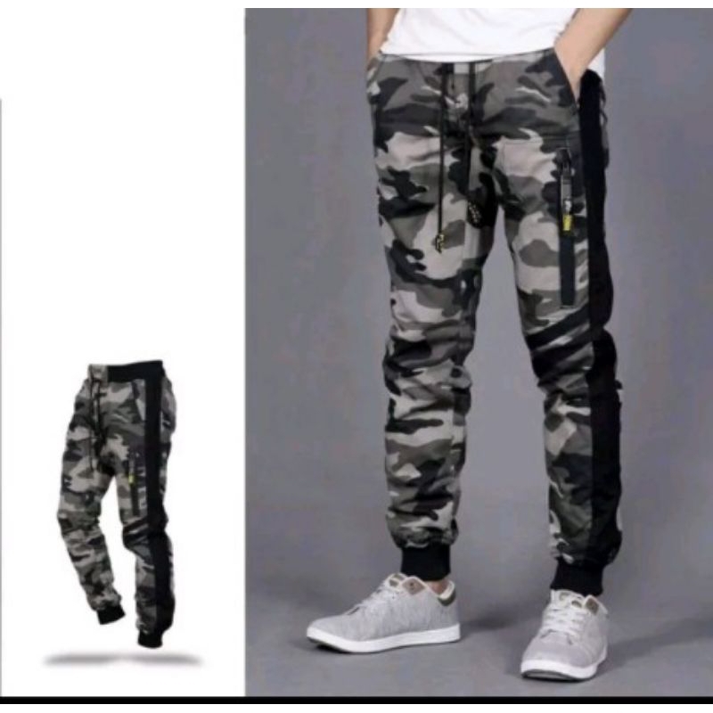 Celana jogger panjang pria Celana jogger loreng Bahan Tebal