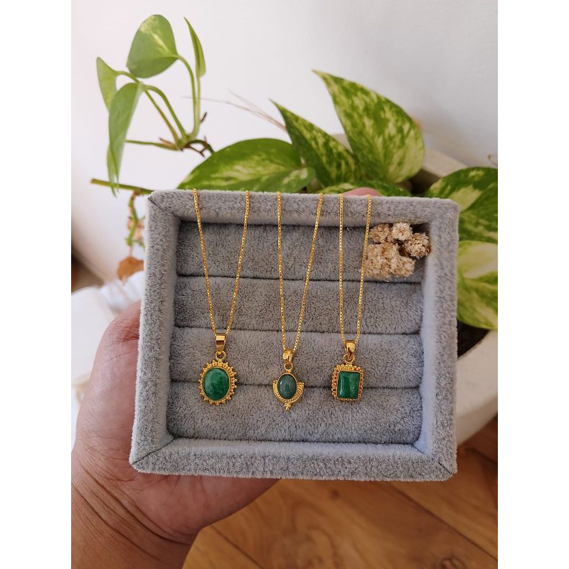 kalung perak permata