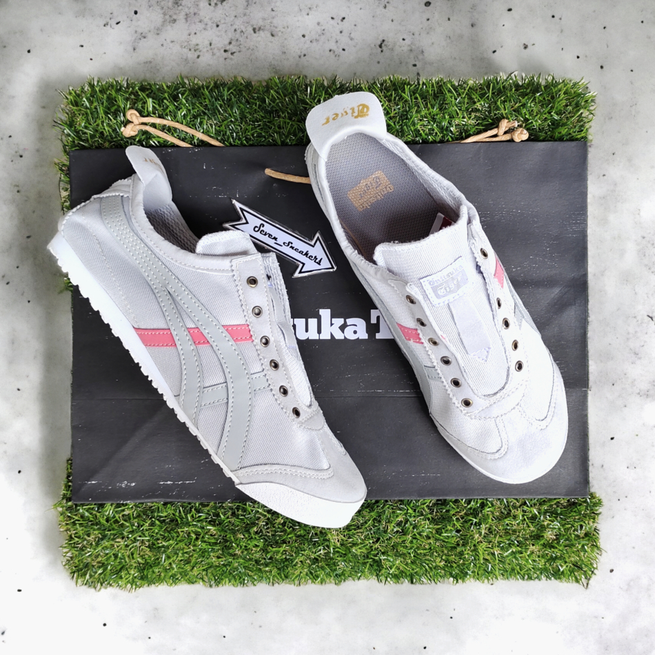 Sepatu Slip On Wanita Grey Pink Bahan Kanvas Tanpa Tali