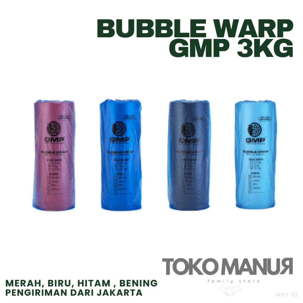 

BUBBLE WRAP GMP HITAM / BENING / BIRU / MERAH 3KG 1 ROLL