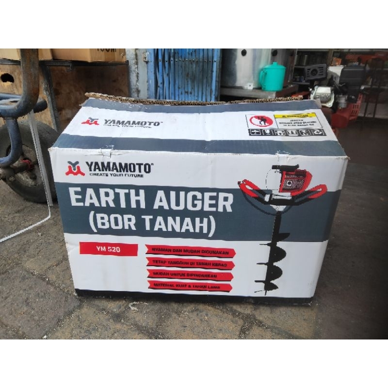Yamamoto - Mesin Bor Tanah 6Inci YM-520 Earth Auger Komplit Mata Bor 4Inch
