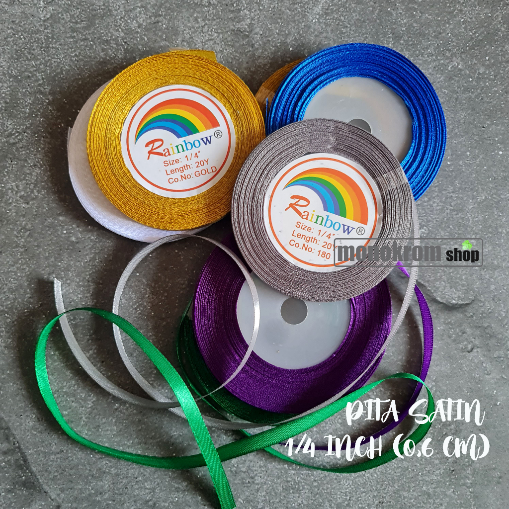 

Pita Satin Warna Polos Warna / Pita Kain 1/4 Inch - 0,6 Cm Rainbow