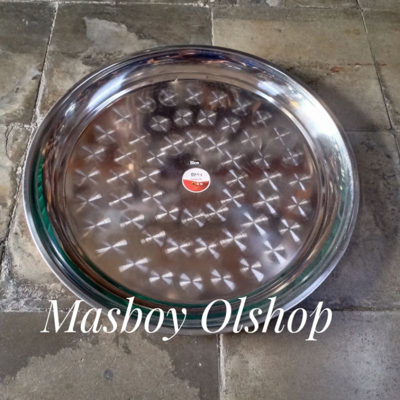 Nampan Bulat Stainless Steel 50 Cm / Baki Nampan Bundar Stainless