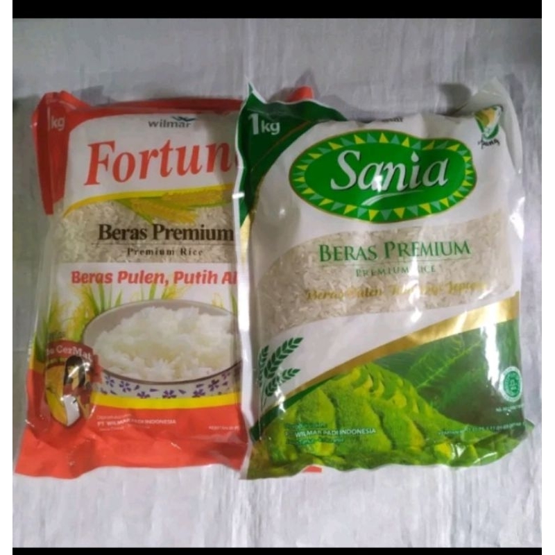 

Beras Premium dapat 1kg (1pc) merk sania/fortune Random yaa