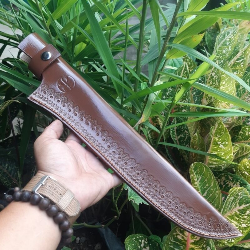 sarung pisau kulit sapi asli impor 12 inchi bilah lurus 30cm