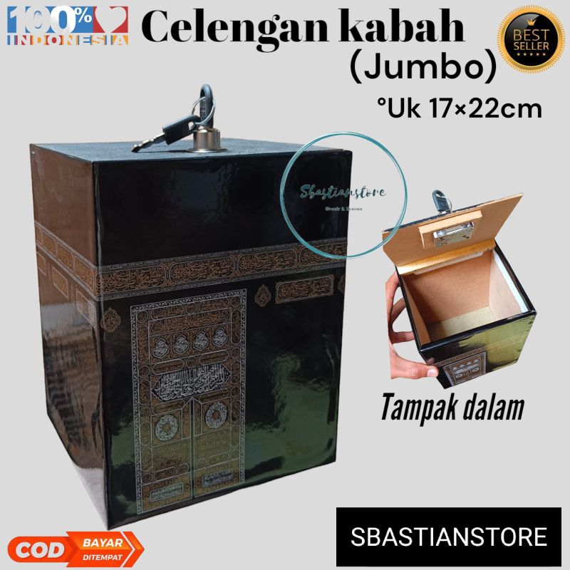 Celengan Ka'Bah + Kunci Celengan Miniatur Ka'Bah Full Foil 3D Souvenir Haji Ka'Bah