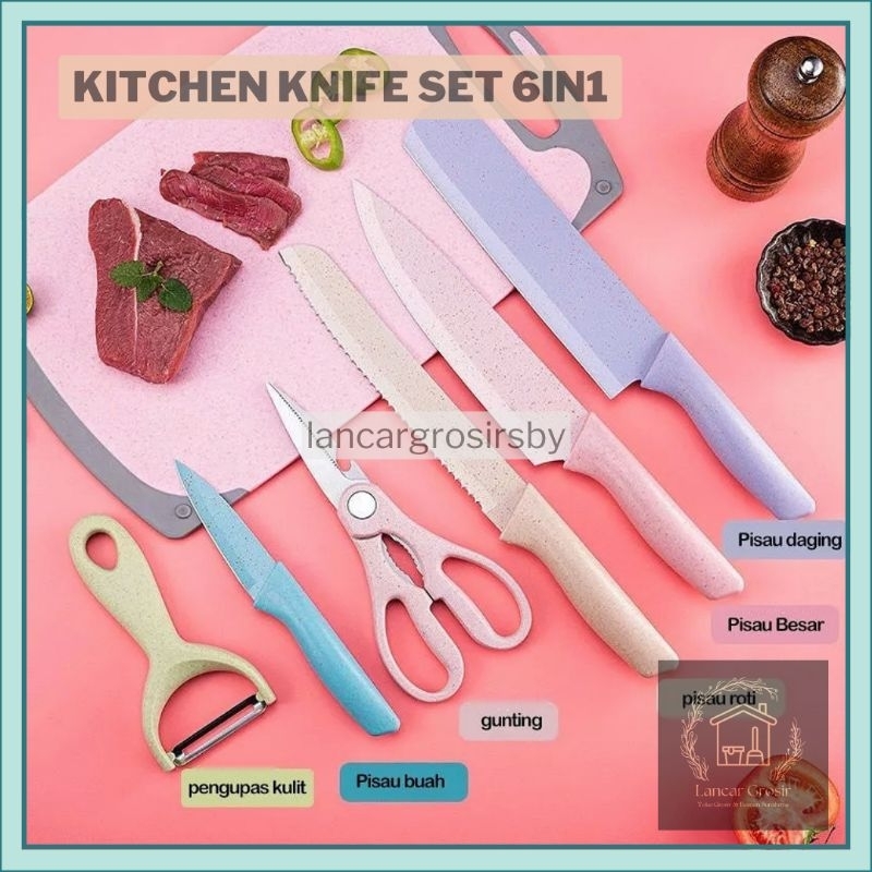 (LGS) Pisau Jerami 6in1 | KITCHEN KNIFE SET | Peralatan Dapur
