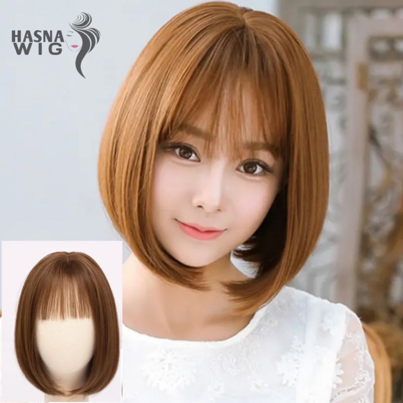 Wig Wanita Rambut Pendek Model Bob Warna Pirang Blonde Versi Cewek Korea Jepang