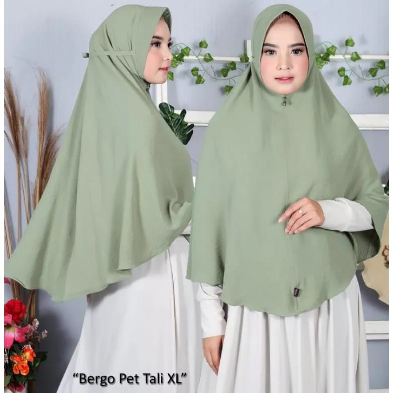 bergo pet tali kringkel XL / kerudung pet tali cringkel XL / jilbab mariam instan pet tali