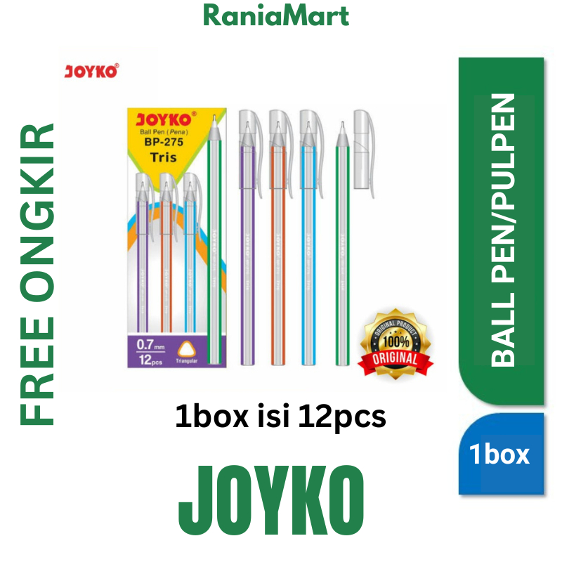 

Joyko ball pen bulpen pena ballpoint BP-275 tinta hitam 1 box isi 12pcs murah kulakan raniamart
