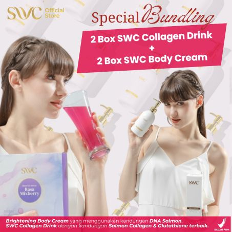 [PAKET BUNDLING 2] SWC COLLAGEN DRINK + SWC BODY CREAM - PEMUTIH SELURUH BADAN 15X LEBIH CEPAT - 100