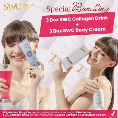 [PAKET BUNDLING 3] SWC COLLAGEN DRINK + SWC BODY CREAM - PEMUTIH SELURUH BADAN 15X LEBIH CEPAT - 100