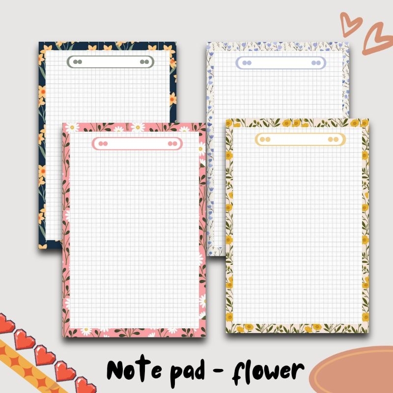 

notepad - flower notes | notepad | memo | buku catatan | aesthetic | jurnal | notes lucu