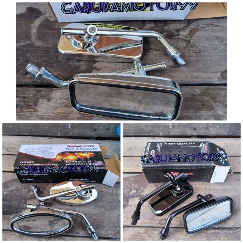 spion day kotak dan kotak warna hitam crom gagang pendek  minimalis drat honda 14 pnp cb gl 100 mp t