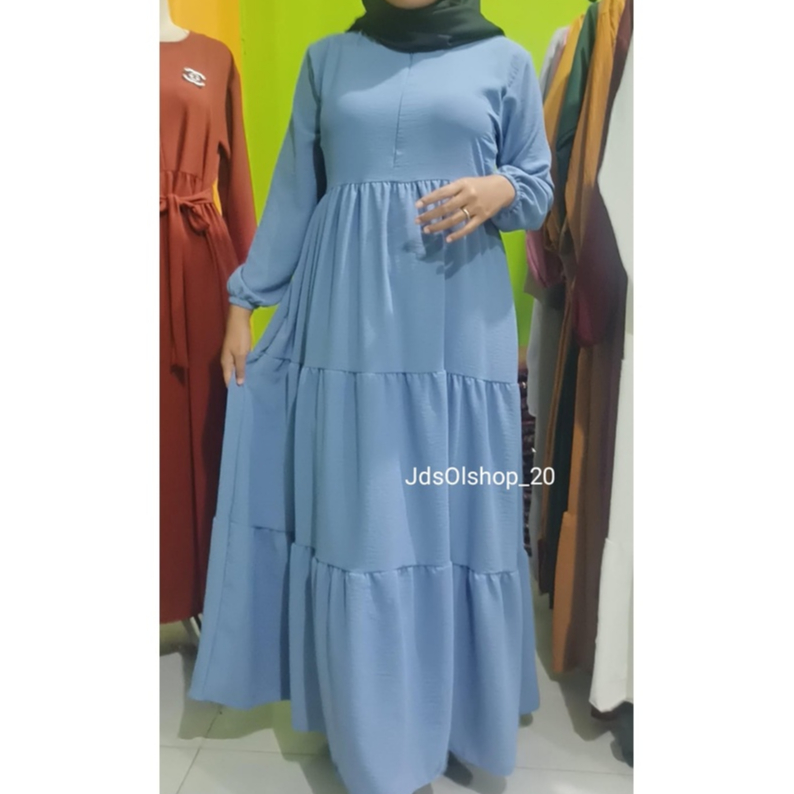 Gamis Rempel Susun Bahan Crinkle / Busana Muslimah Terbaru / Gamis Terbaru-7