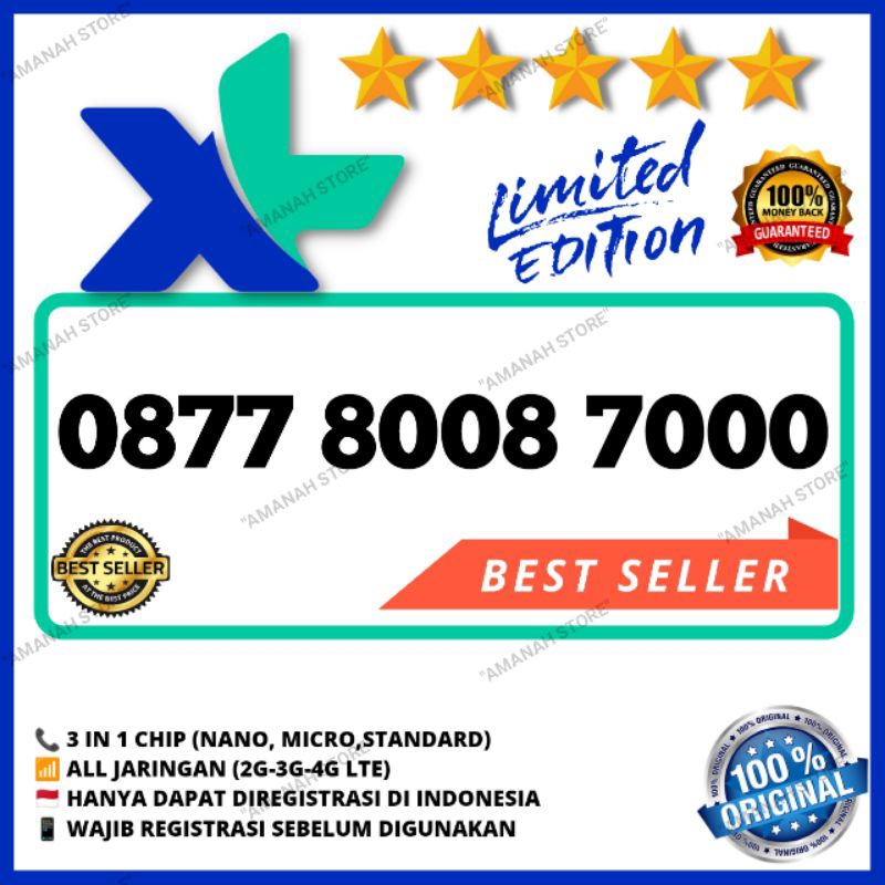 NOMOR CANTIK XL 3 VARIAN ANGKA 087 / NOMOR CANTIK XL LIMITED EDITION