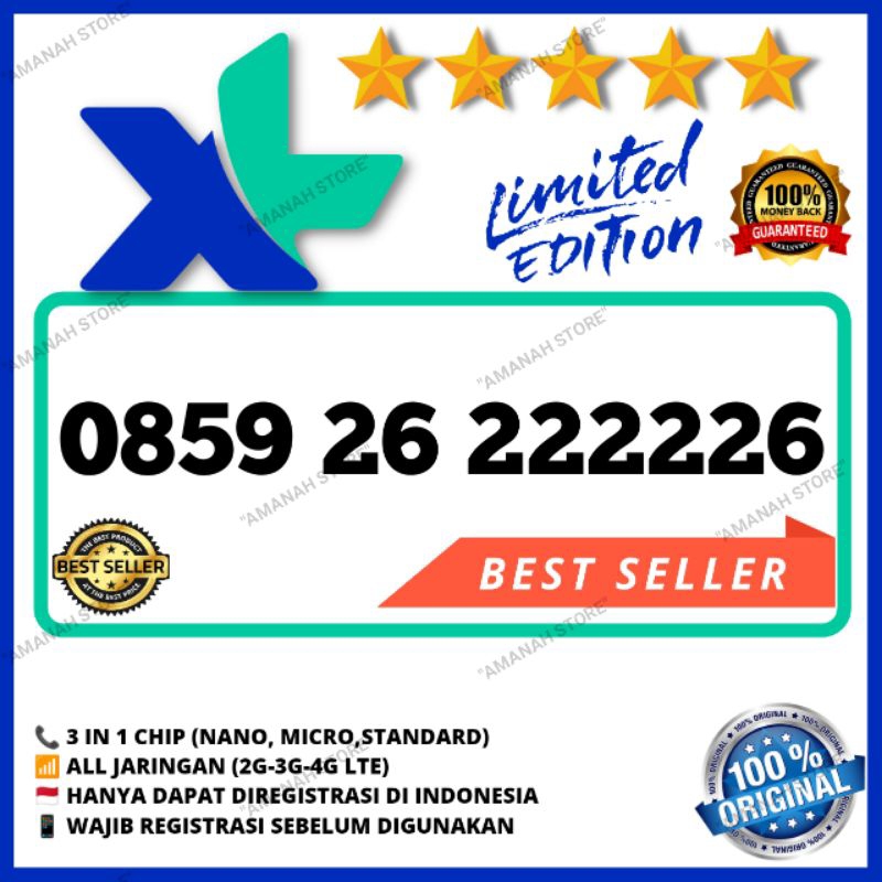 NOMOR CANTIK XL PANCA 22222 / KARTU XL PANCA SUPER RAPIH 26 222226