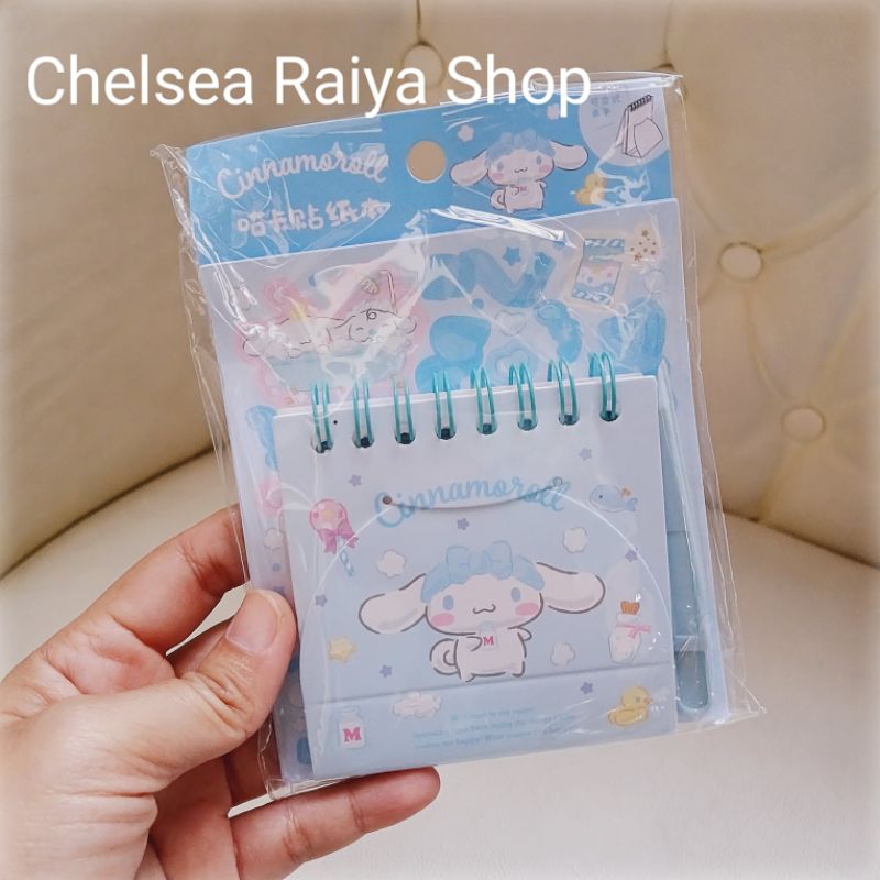 

Notes Stand Spiral Pinset+Stiker 3 Lembar Cinamorol Cinamoroll Cinnamonroll Kawaii Original