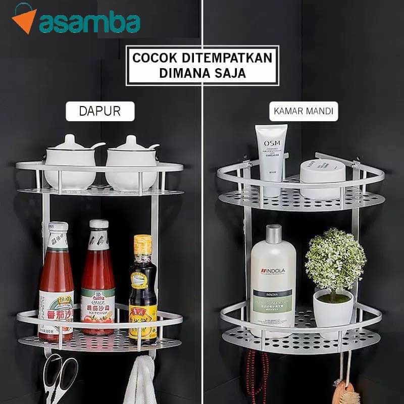 Astrea Fashion Rak Sudut Aluminium Rak Kamar Mandi / Rak Kamar Mandi Sudut Stainless / Rak Sudut