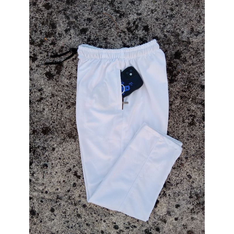 CELANA TRAINING PANJANG POLOS PUTIH PRIA WANITA