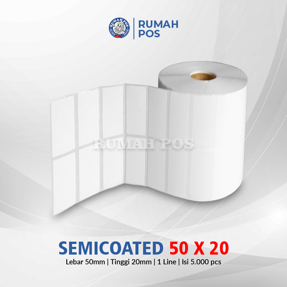 

Kertas Label SEMICOATED 50mm X 20mm Stiker Barcode Printer 50X20mm Isi 5.000pcs