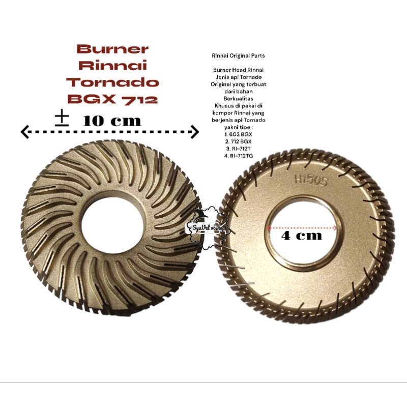 Burner rinnai 712 BGX 712T 602 BGX ori