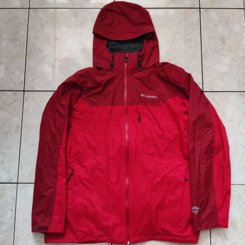 jaket outdoor merah omnitech breathable waterproff (daun talas) columbia