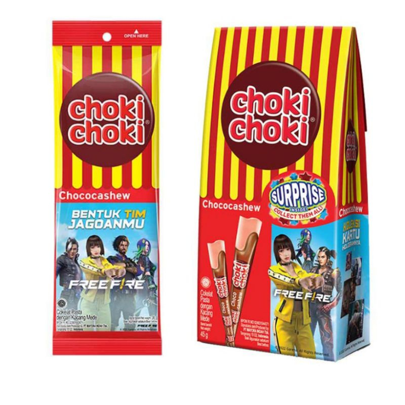 

Choki Choki Surprise Choco Cashew Stick Isi 5's @ 9gram