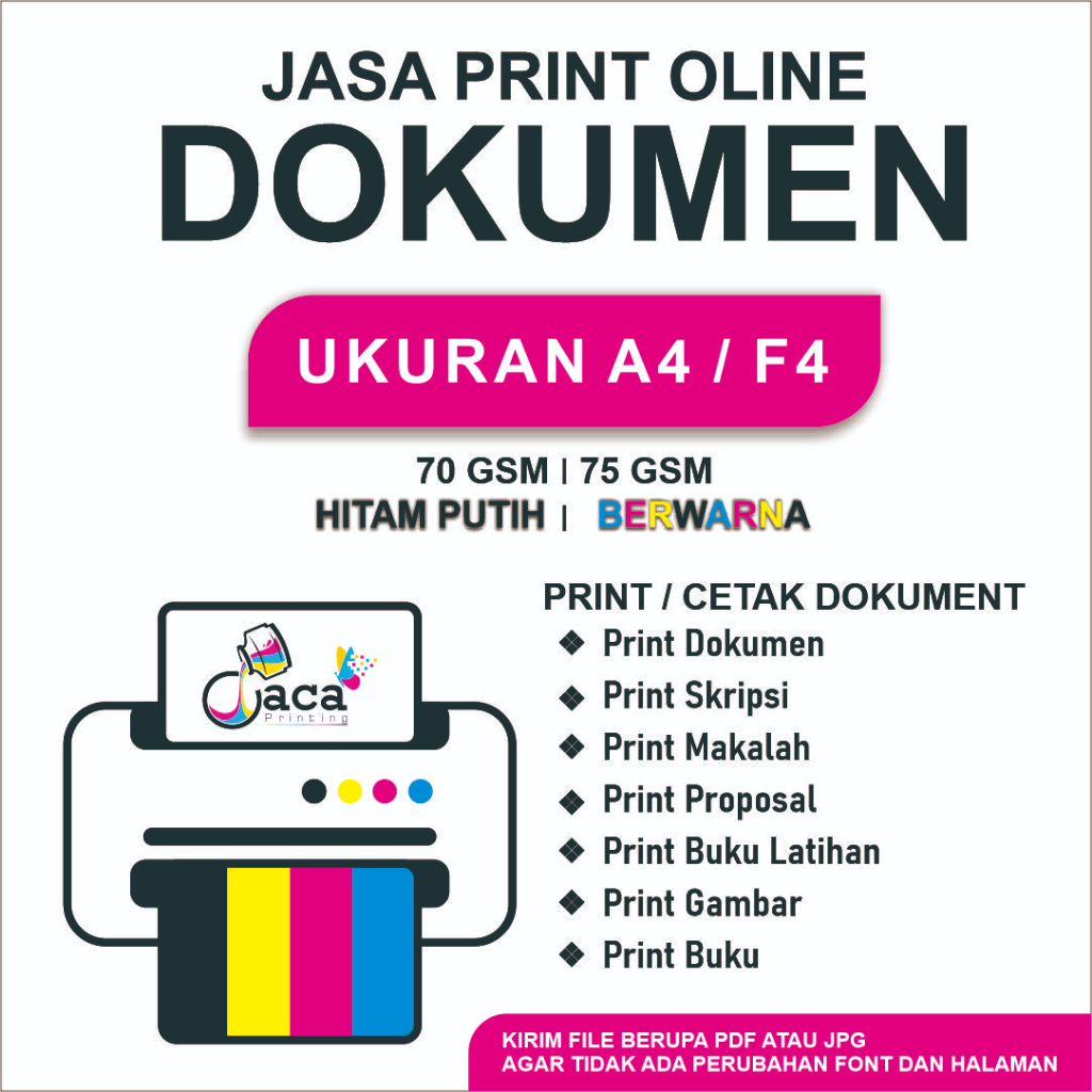 

Print Online A4 70 gsm 75 gsm Print Tugas Makalah Skripsi Print Dokumen Print Buku Print Gambar