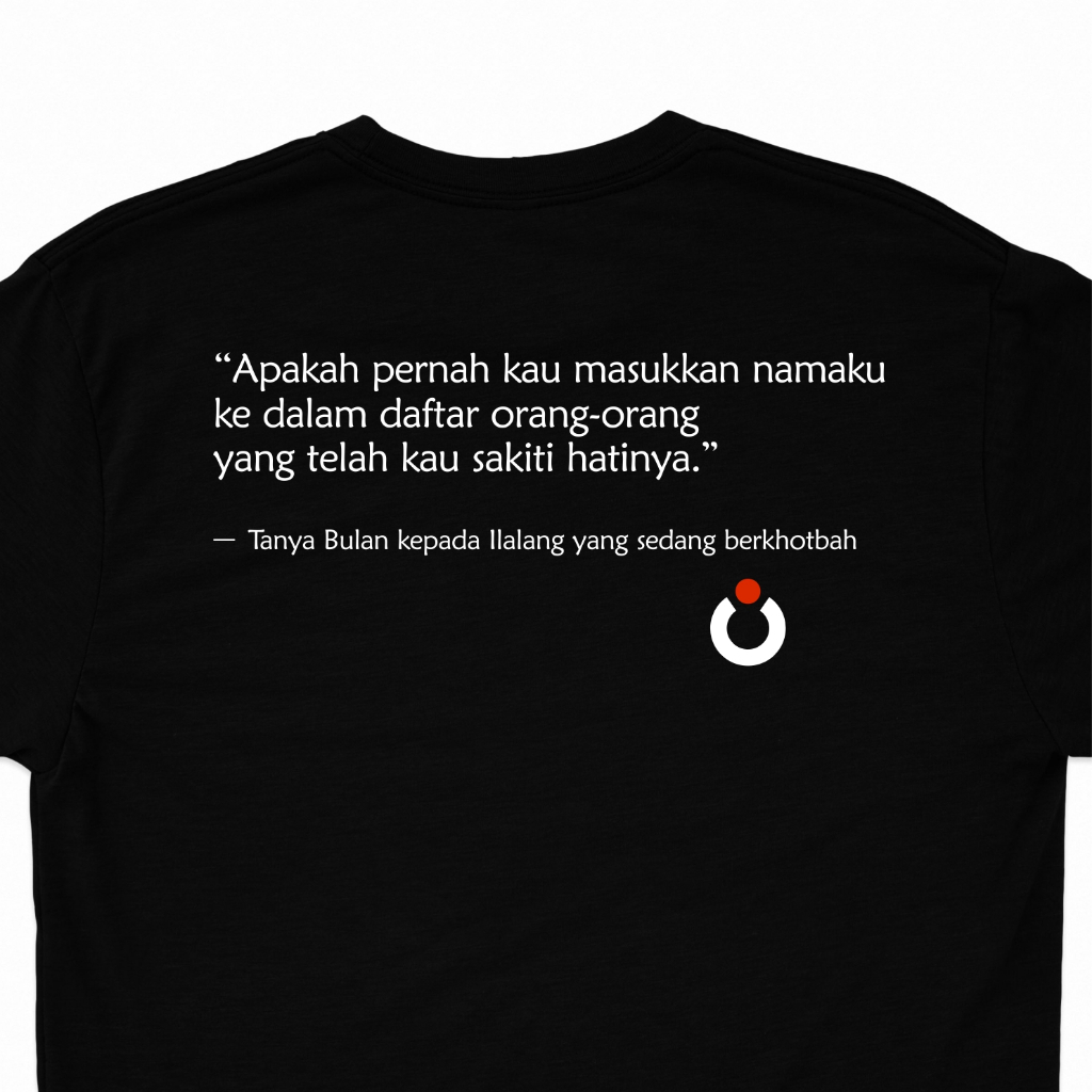 Kaos Baju Atasan Tshirt Lengan Pendek Cowok Cewek Maiyah Cak Nun Quote Kata Wanita Original Hitam Te