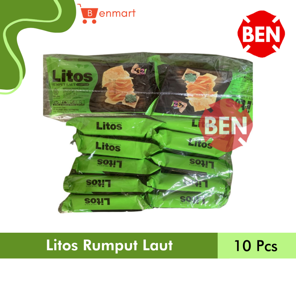 Litos Rumput Laut 1 Pak 10 Pcs Snack Seaweed Makanan Ringan Keripik
