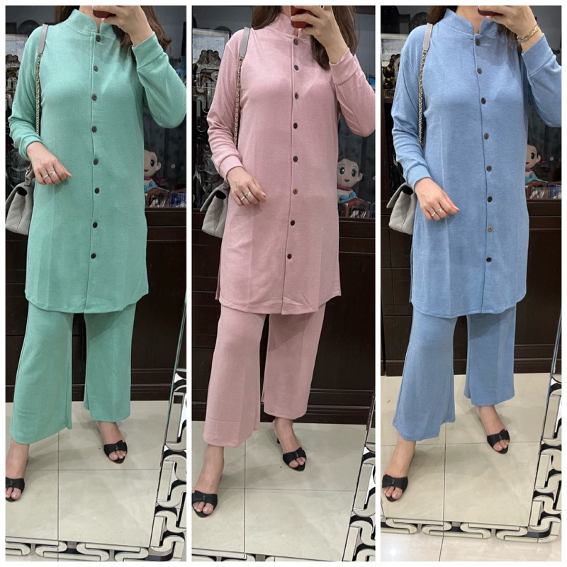 SETELAN TUNIK CELANA POLOS 381# KUYIFEI TERBARU KEREN BANGET