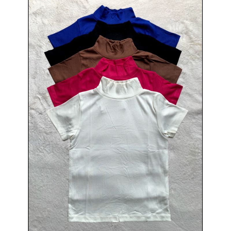 Syifa Top Turtleneck Knit / Atasan wanita lengan pendek dalaman polos / inner blazer