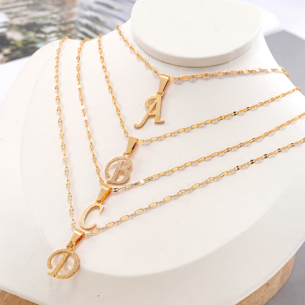 Hyl Jewelry 341N Kalung Stainless Huruf Muda Emas Wanita Anti Karat Asli Panjang