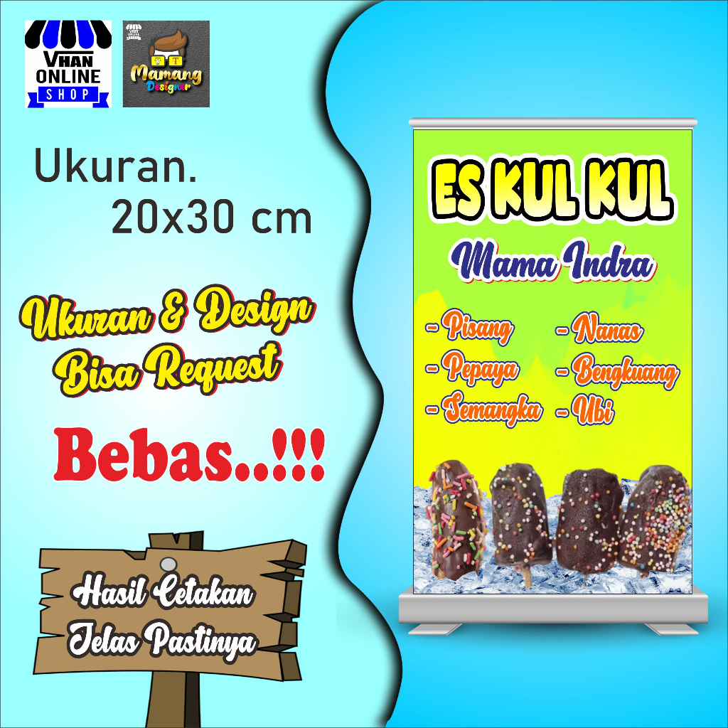 poster Daftar Menu Es Kul Kul, Es Lumur Coklat, Bahan Kertas Glosy b