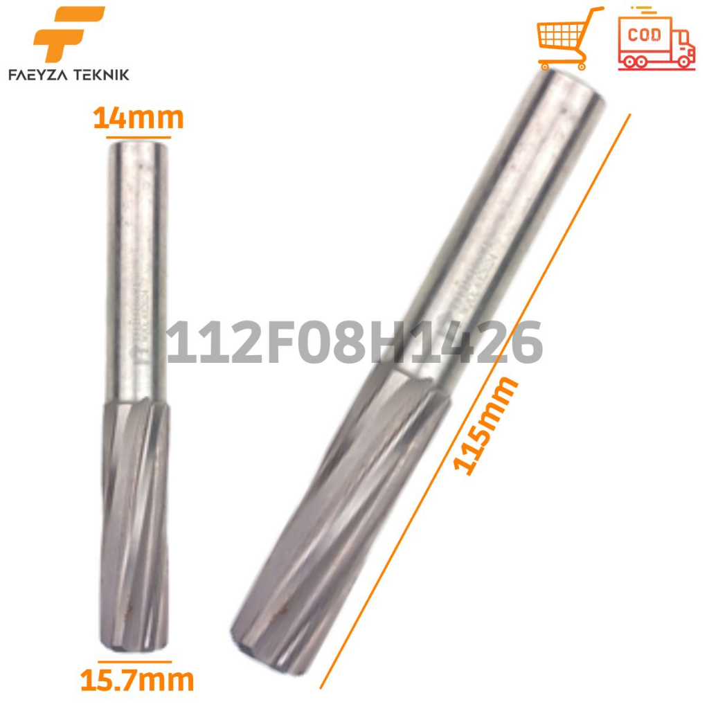 Reamer Mesin 15.7mm Long 115mm Reamer Carbide 6 Flute Spiral Bukan HSS