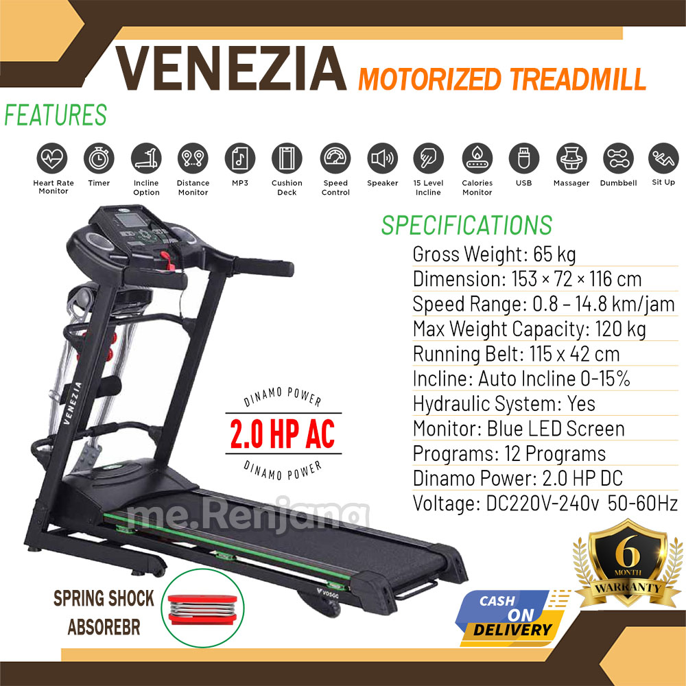 VOSGO - Alat Fitness Treadmill Elektrik Venezia