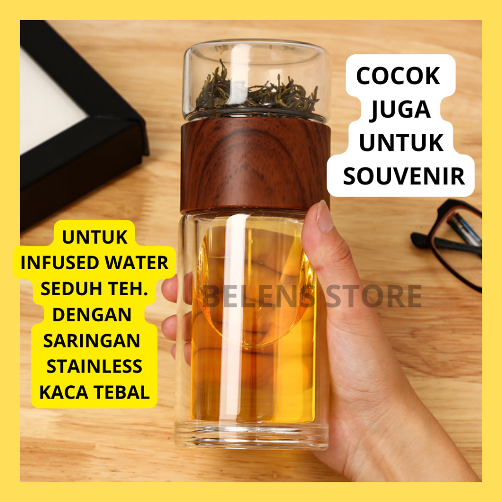 BOTOL MINUM KACA PENYARING TEH / TEA INFUSER BOTTLE PREMIUM