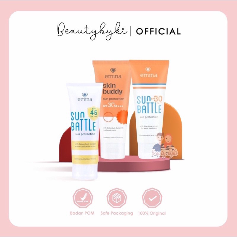 Emina Sunscreen Sun Battle SPF 30/50, Skin Buddy SPF 30