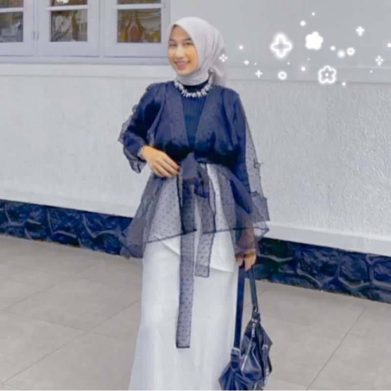 	 Nora Outer Tille Baju Kondangan Kardigan Atasan Wanita Kebaya Kekinian	