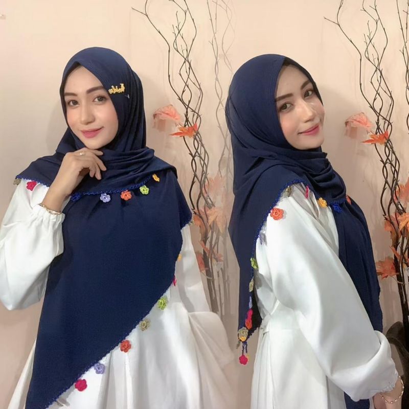 Jilbab segitiga instan GAYATRI jersey barbara sulam bunga by FO hijab wanita muslim dewasa