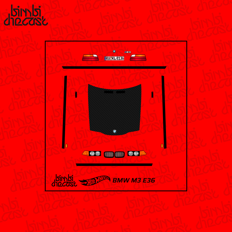 Decal Hotwheels BMW3 E36 White Toner