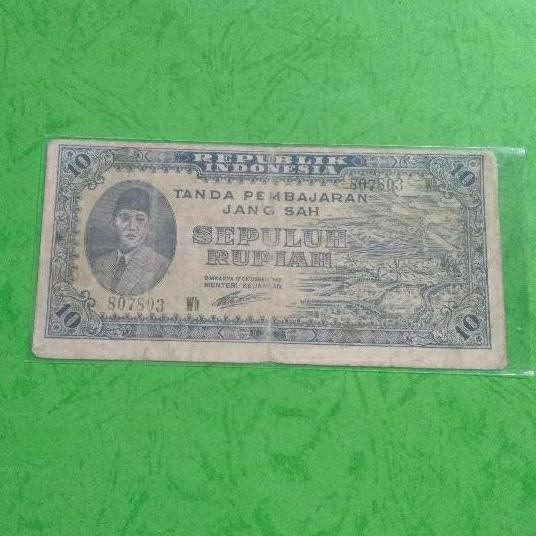 ORI 10 1947 VF Uang Kuno Indonesia GDd