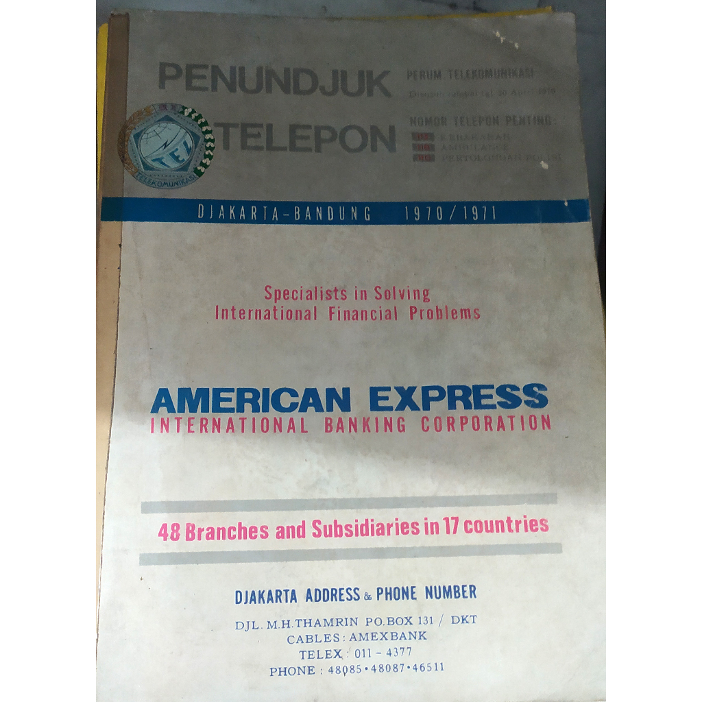 YELLOW PAGES/BUKU TELEPON/PETUNJUK TELEPON JAKARTA BANDUNG 1970-1971