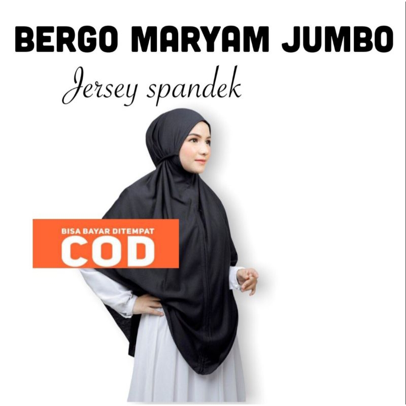 Hijab / Jilbab Instan Jumbo Bergo Tali Ukuran Dewasa Jumbo Jersey Jersy Oval
