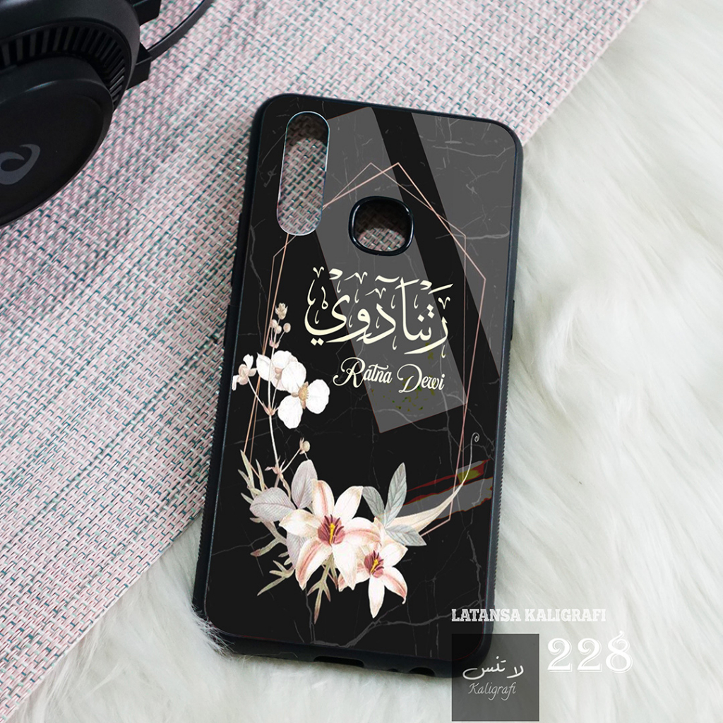 Custom Case Kaligrafi Nama bahan Rubber Premium dan Glass case, Glossy, Melindungi semua bagian untu